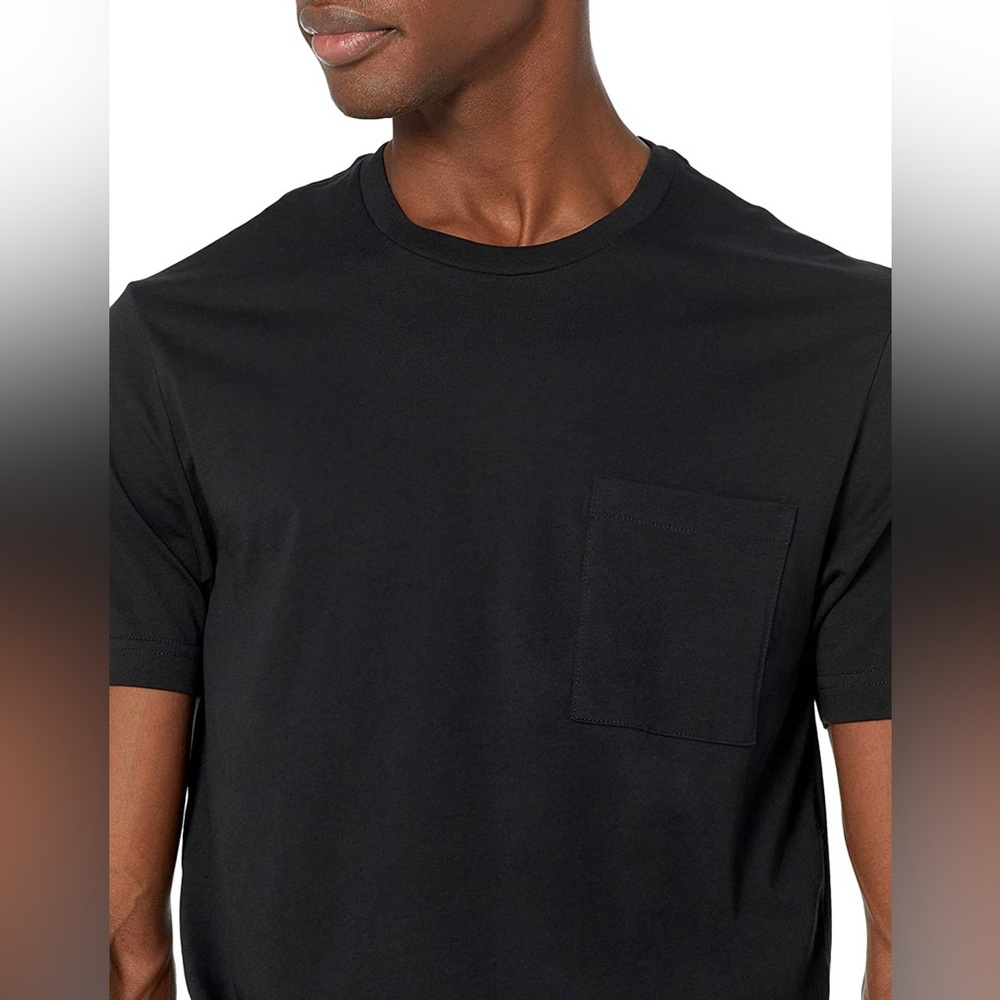 NWT Goodthreads Men's SlimFit Short Sleeve 100% Cotton Black Crew Neck Shirt - Picture 5 of 10